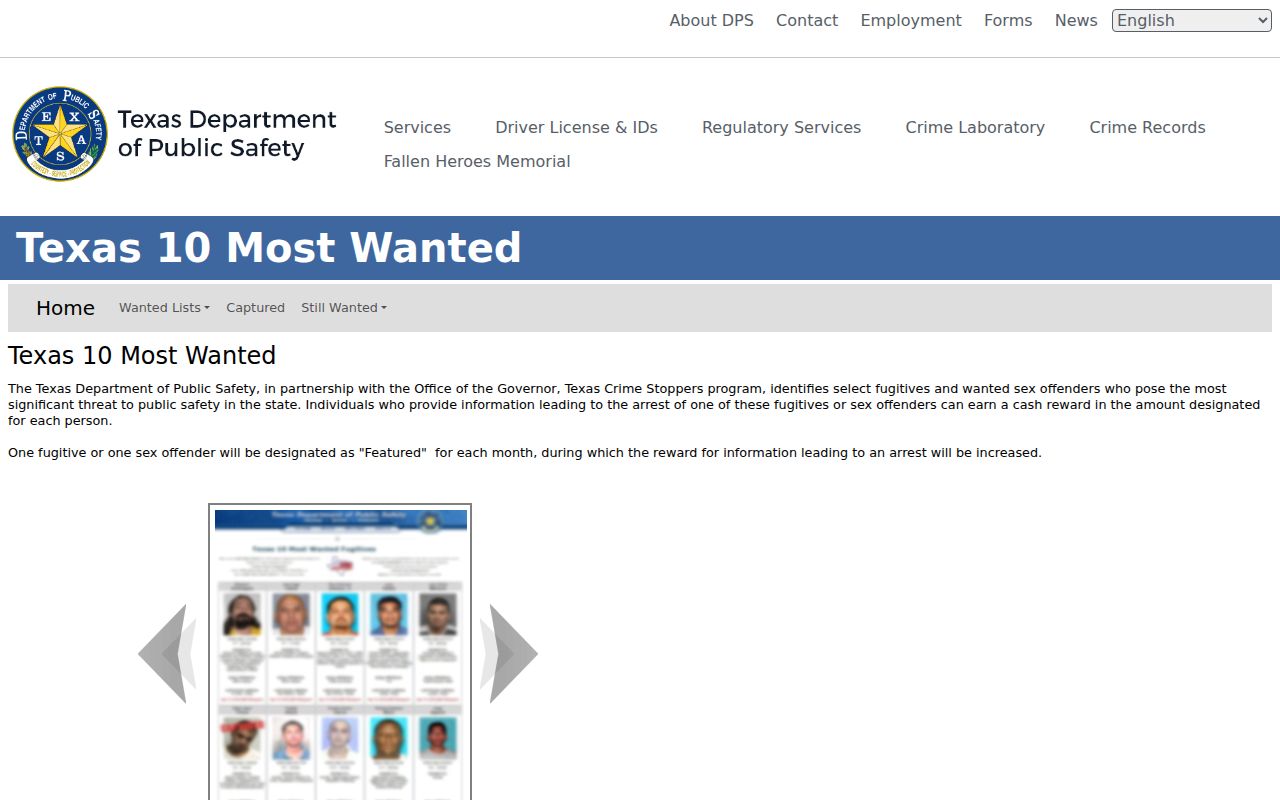 Jeff Davis County most-wanted warrant tip and reward program through Texas DPS