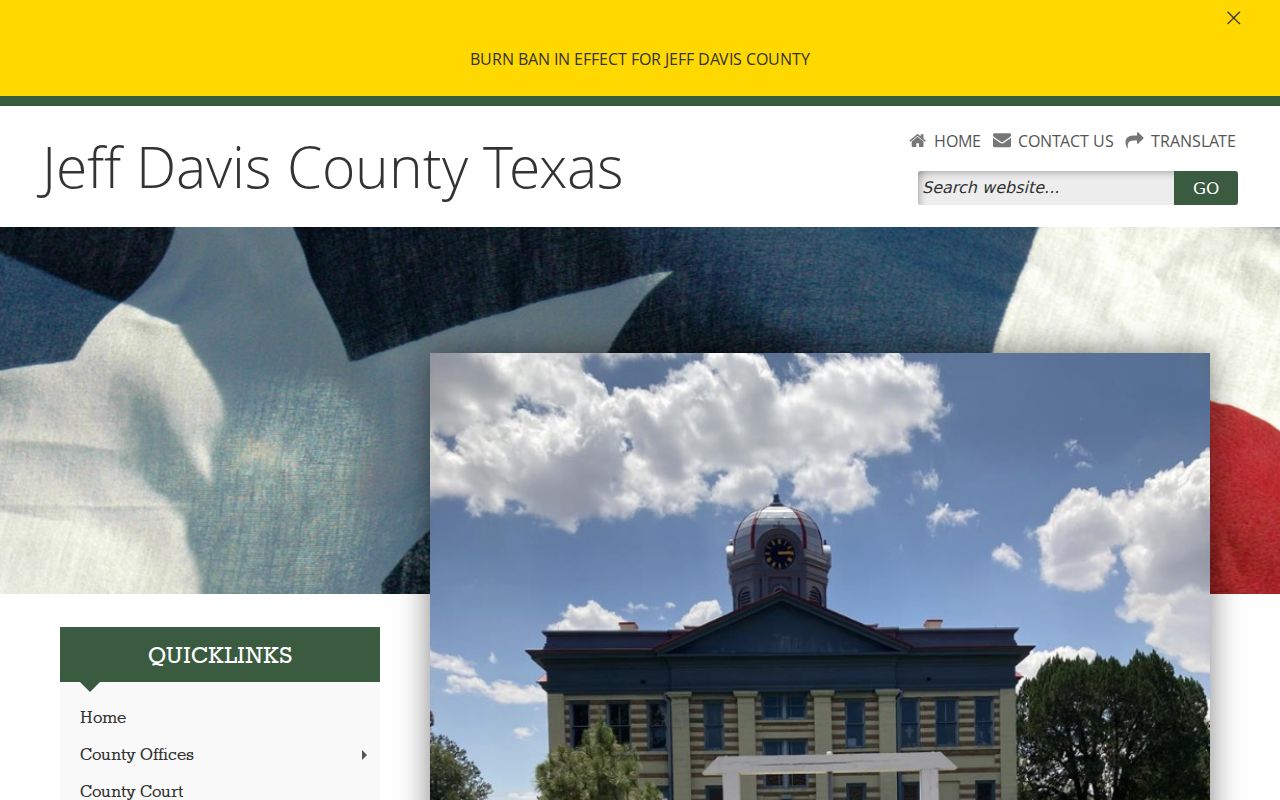 Jeff Davis County warrant case notices on the official county homepage